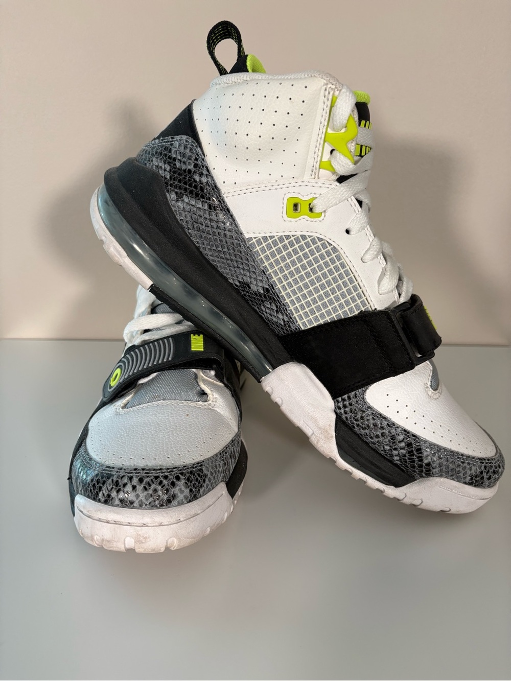 Nike Men's High-Top Sneakers in White, Black & Neon Yellow